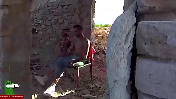 A voyeur and a couple sucking in the abandoned house. SAN134