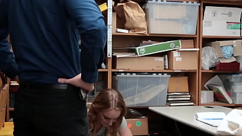 Young submissive shoplifter trades her ass for freedom