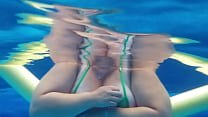 BBW big tits look great while she swims in her micro bikini