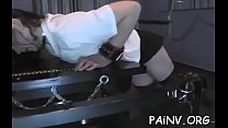 Slut gets a teat castigation session while being restrained
